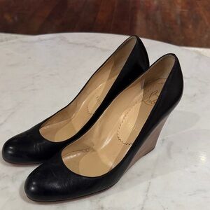 Christian Louboutin Black and Tan Wedges